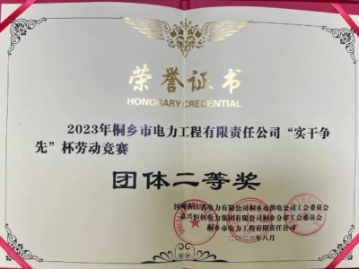 喜報-我司榮獲2023年“實干爭先”杯配網工程技能競賽團體二等獎